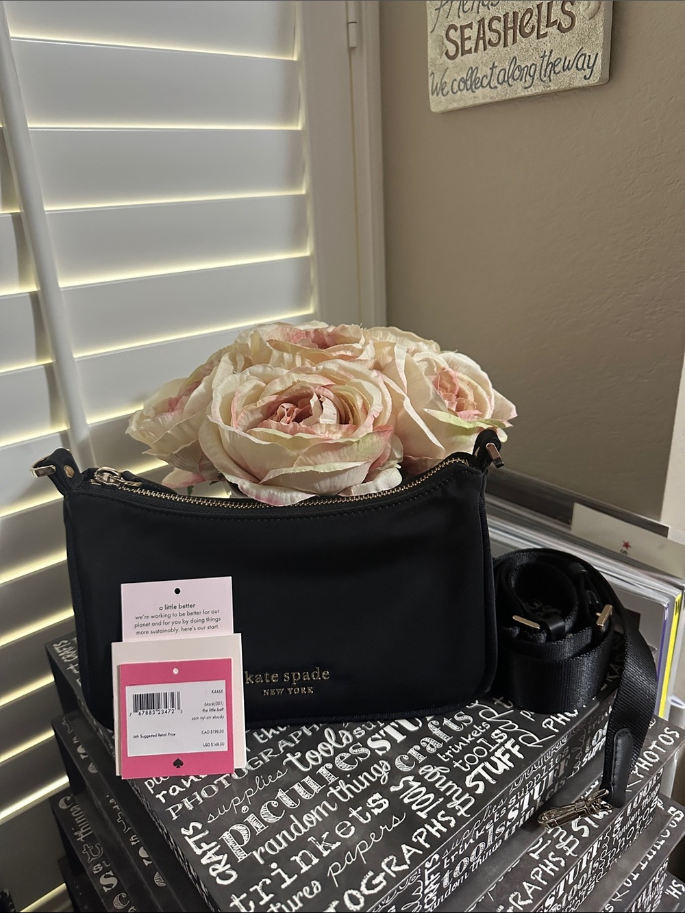 Kate Spade Sam Nylon small crossbody bag in black